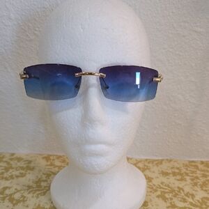 Blue Gradient Rimless Sunglasses